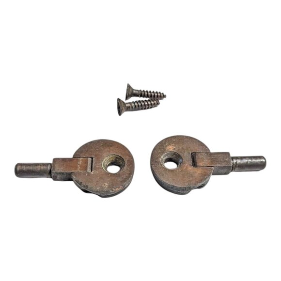 Vtg Singer Sewing Machine Cabinet 1 Hole Head Pin Hinges Brass Tone - Picture 4 of 6